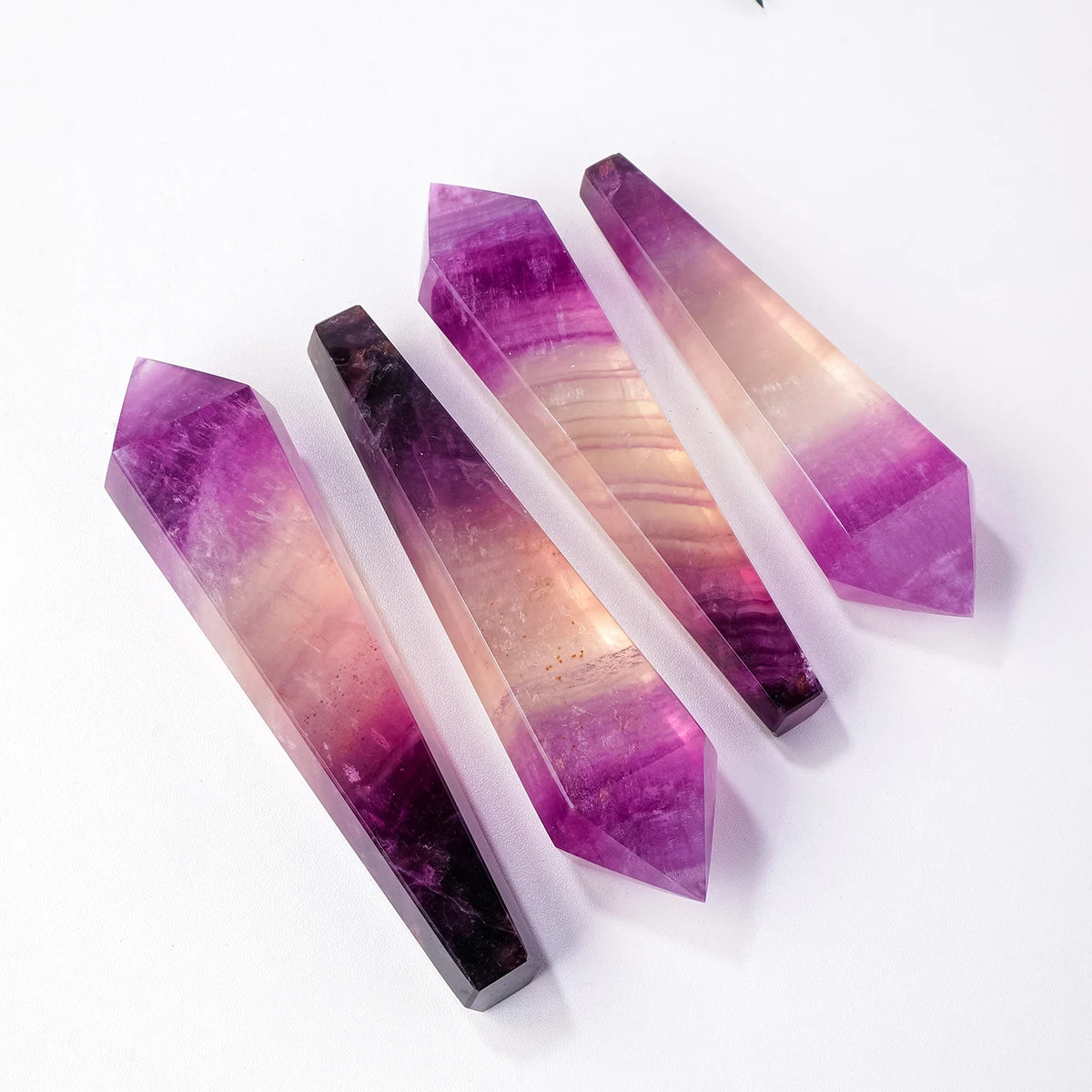 1PC Natural Crystal Purple Fluorite Taper Soul Pendulum Magic Wand Crystal Reiki Meditation Room Decorations