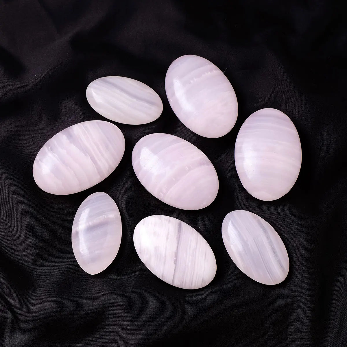 1PC Natural Crystal Rose Calcite Palm Stone Mind Healing Finger Massage Energy Stone Feng Shui Yoga Home Decoration