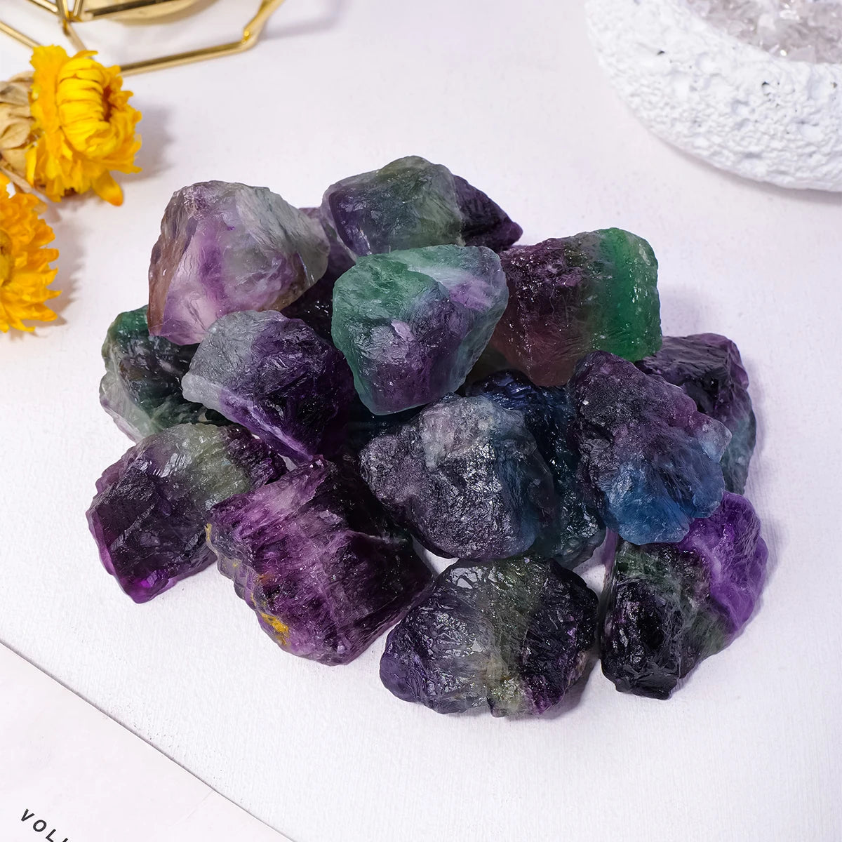 50g/bag Natural Raw Rainbow Fluorite Crystal Rough Stone Specimen Healing crystal love natural stones and minerals fish tank