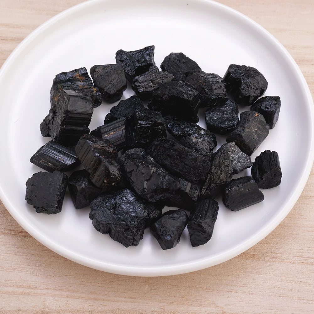 50g/bag Natural Black Tourmaline Jet Stones Raw Ore Irregular Crystals Mineral Specimen Eliminate Magnetism