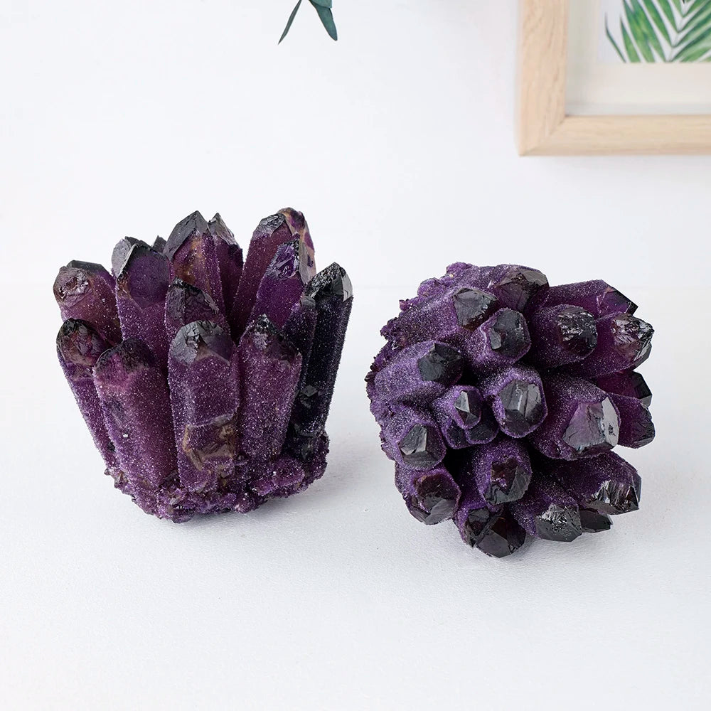 Natural Crystal Stone Purple Phantom Quartz Crystal Cluster Rock Stones Mineral Reiki Healing Specimen Home Deco