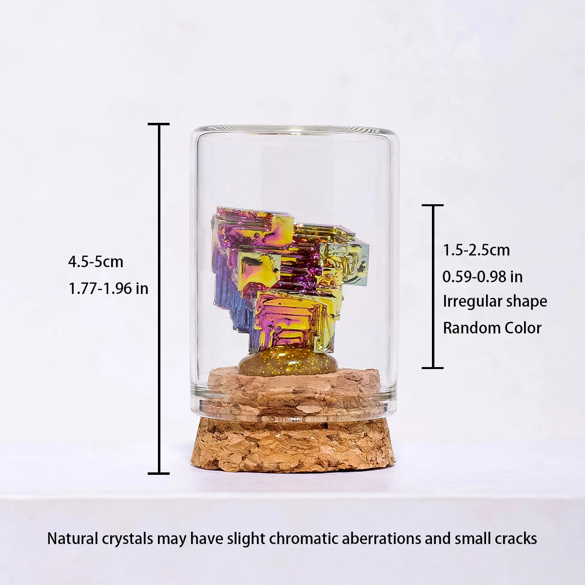 1PC Natural Crystal Irregular Bismuth Ore Specimen Stone Glass Wishing Bottle Decors Teaching Materials Raw Mineral