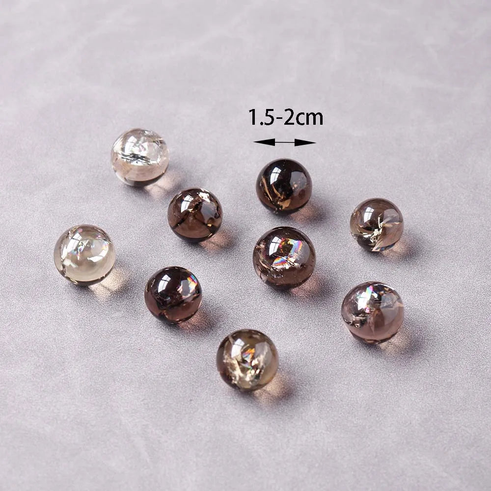 5pc Natural Smokey Quartz Ball Rainbow Aura Crystal Ball Family Degaussing Decorative Energy Gem Gift