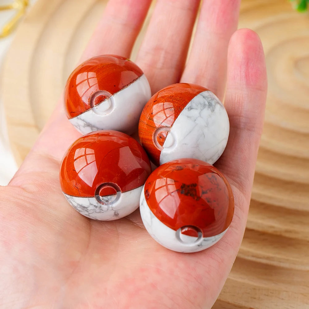 Natural Healing Stone Pocket Ball Red jasper Howlie Crystal Sphere Reiky Quartz For Children's Gifts Holiday Decorations