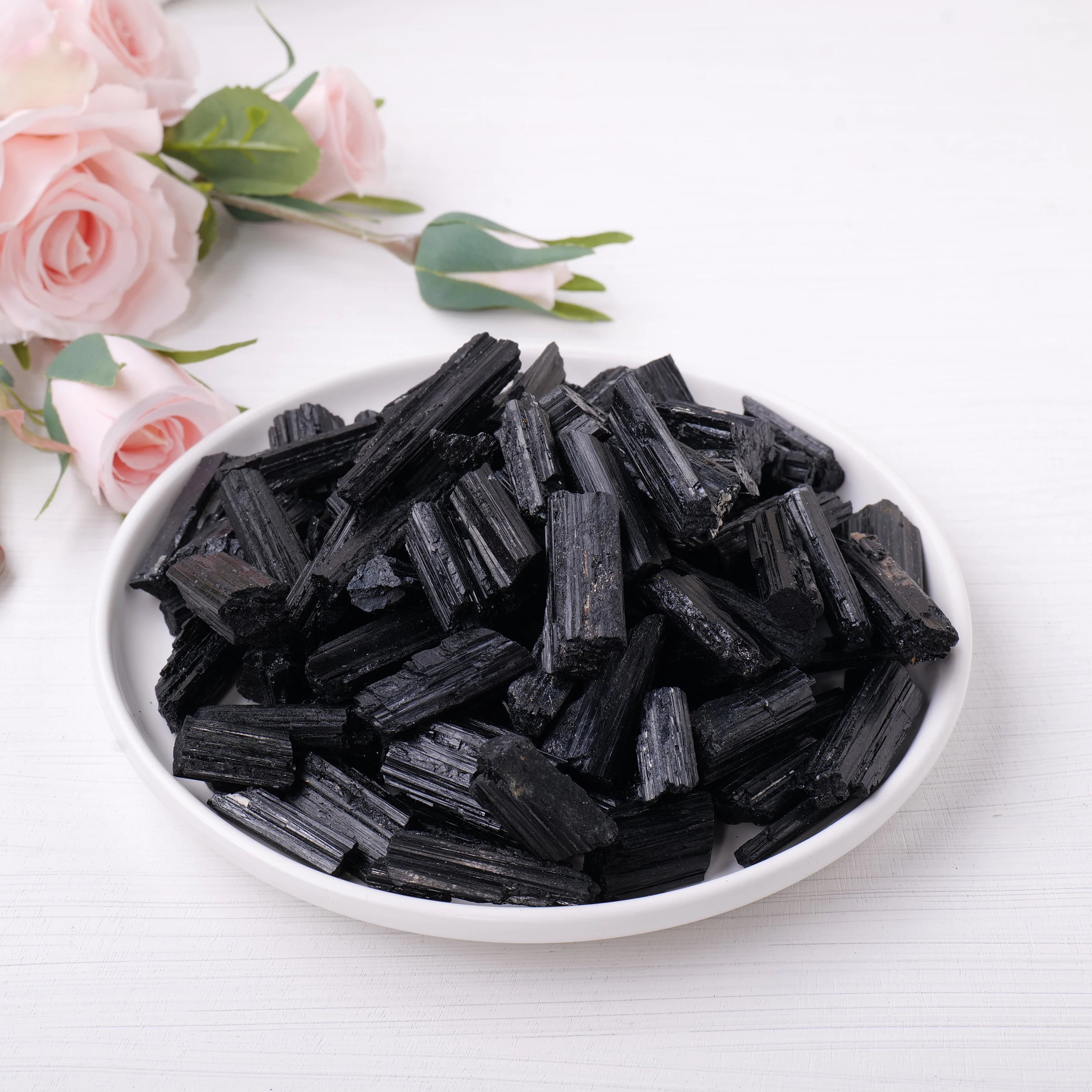 50g/bag Natural Black Tourmaline Jet Stones Raw Ore Irregular Crystals Mineral Specimen Eliminate Magnetism