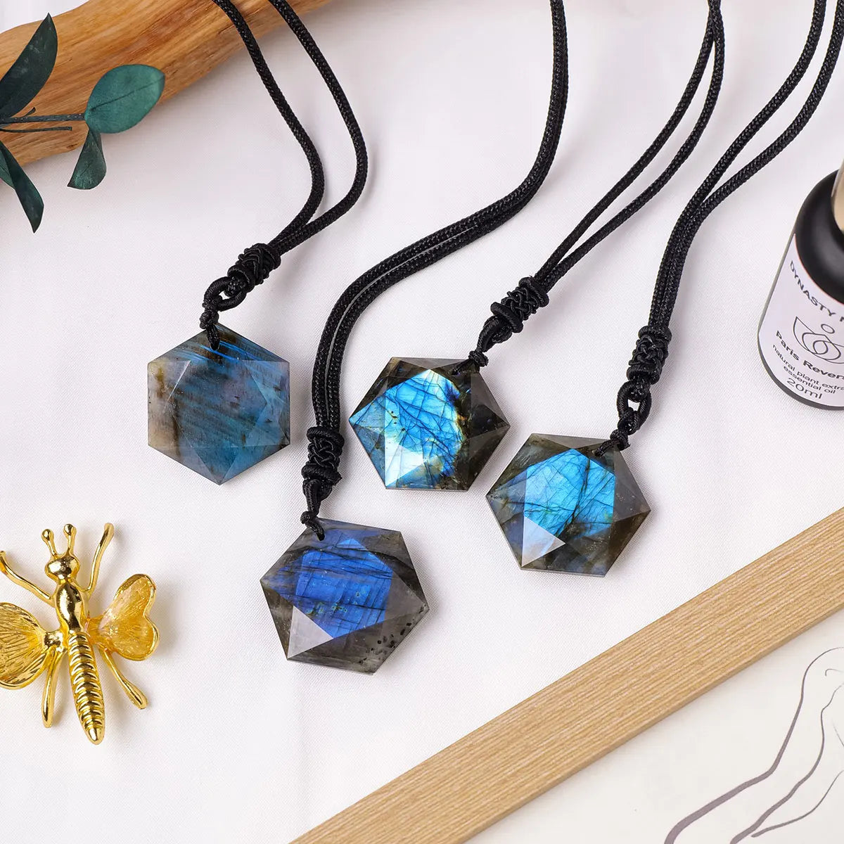 1pc Natural Stone labradorite Crystal Hexagram star Pendant  Necklace Ornament Decorative Chakra Home Decoration