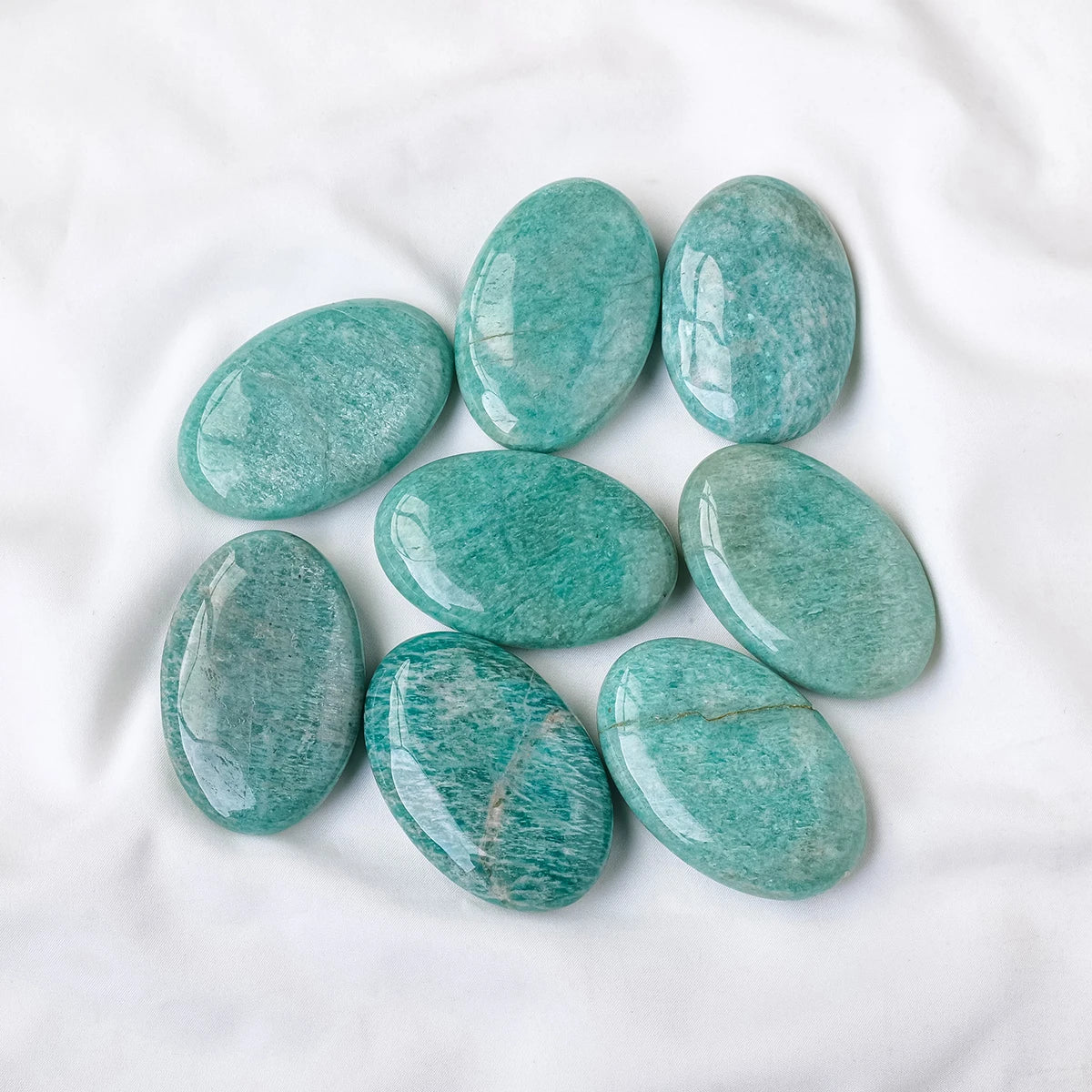 Natural Crystal Amazonite Palm Stone Reiki Healing Oval Pocket Palm Worry Stone  Massage Stone for Stress Relief Relaxation