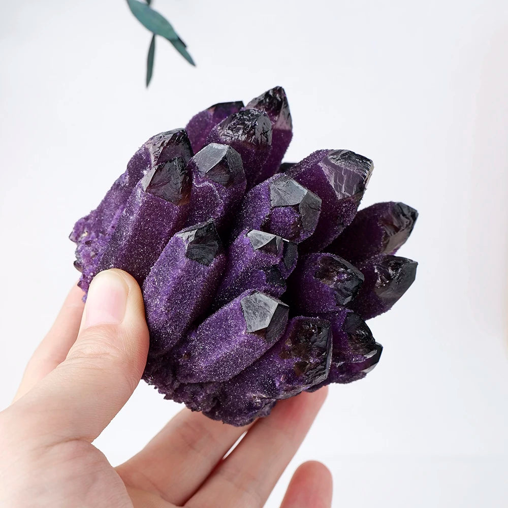 Natural Crystal Stone Purple Phantom Quartz Crystal Cluster Rock Stones Mineral Reiki Healing Specimen Home Deco