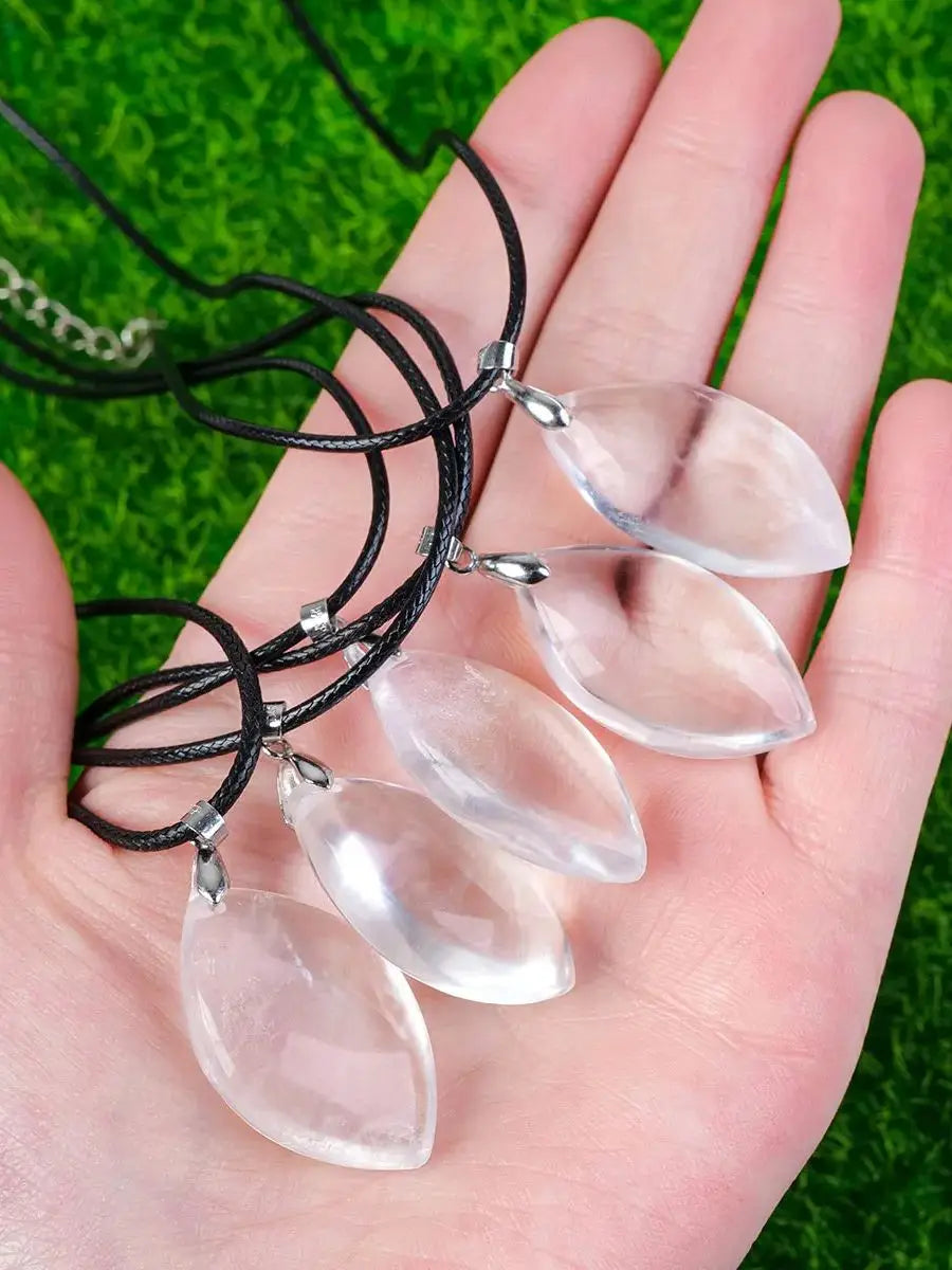 1PC Natural Clear Quartz Droplet shaped Gemstone Pendant Energy Healing Crystal Charms Necklace For Women Gift