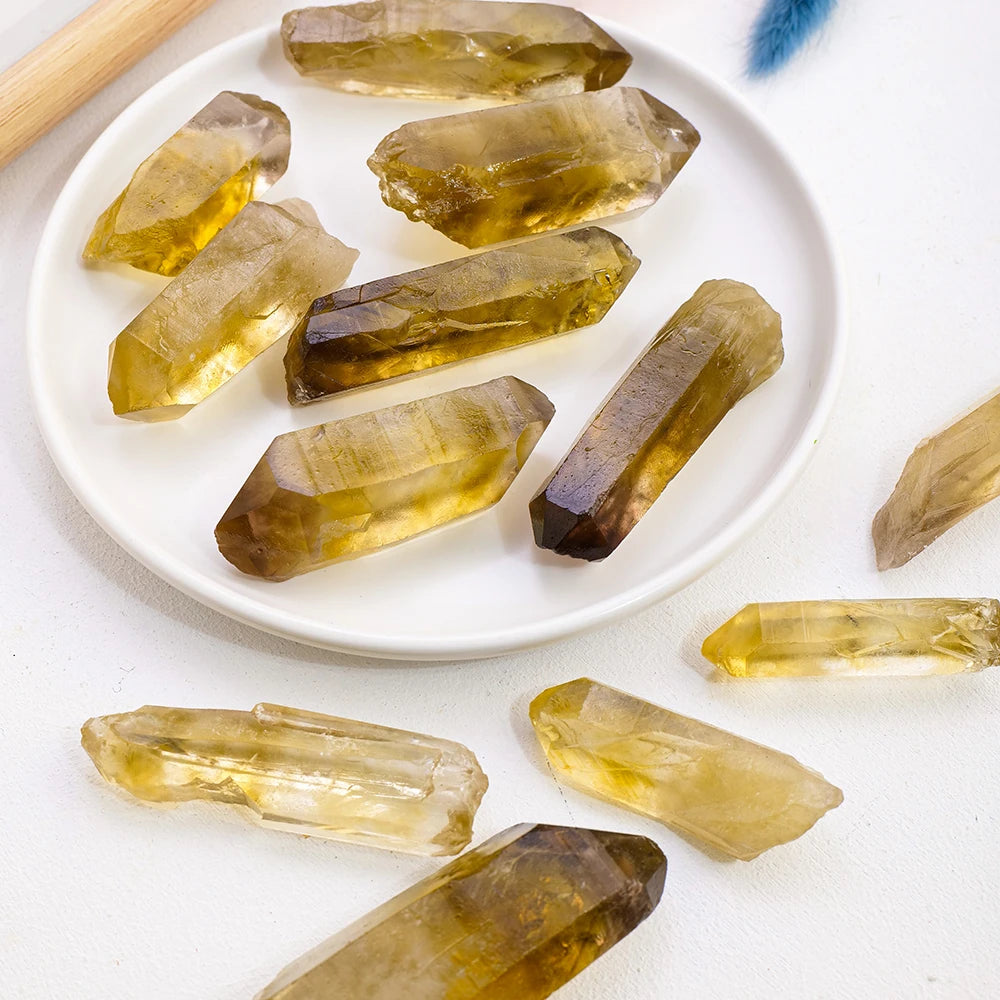 50g/bag Natural Gemstone Smokey Citrine Single Point Gravel Crystal Stones Point Specimen Decoration Stones and Minerals