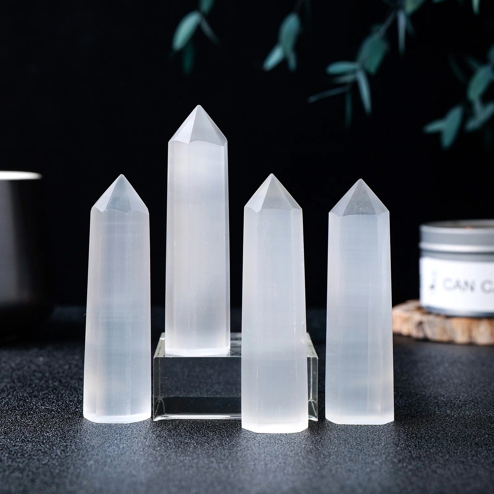 1PC Morocco Natural Gypsum Crystal Point White Selenite Hexagonal Prism Crystal Tower Home Decoration