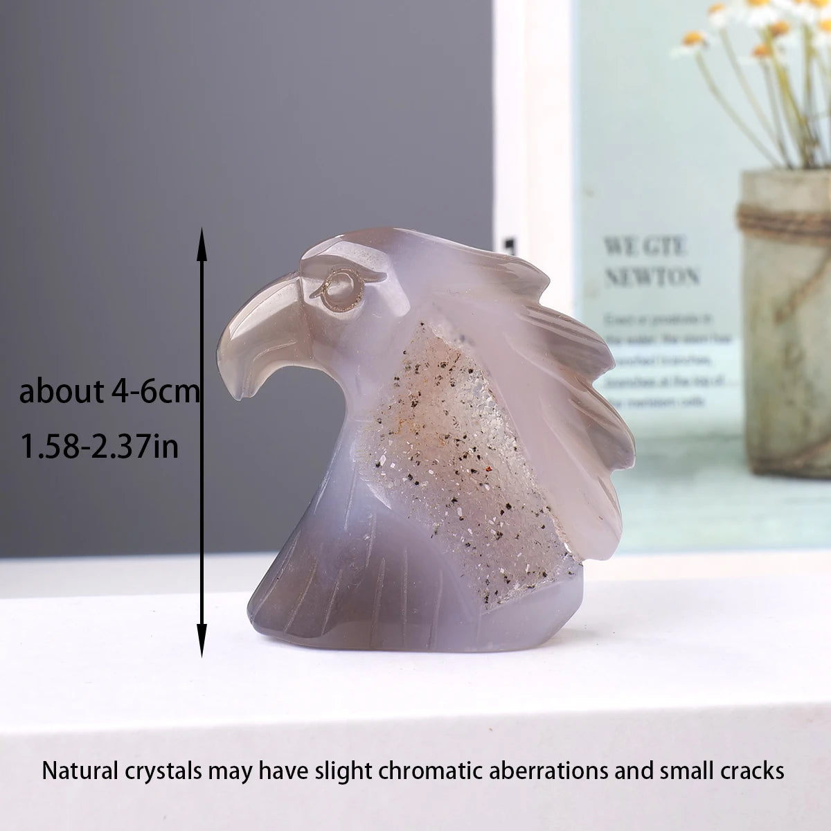 1PC Natural Crystal Agate Eagle Hand Engraving Display Healing Crystals Home Decoration Gift