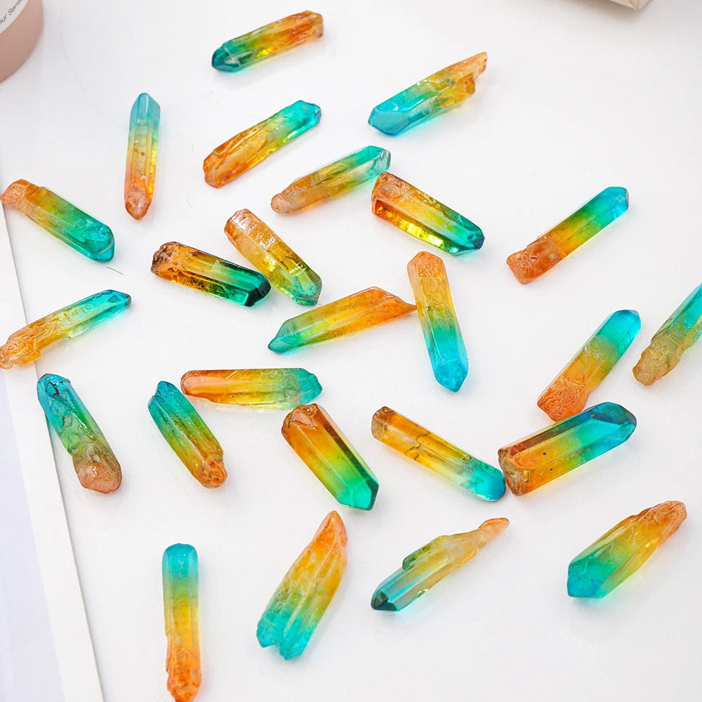 50g /bag Natural Aura Colorful Clear Quartz Singel Point Gravel Specimen Decoration Stones and Minerals