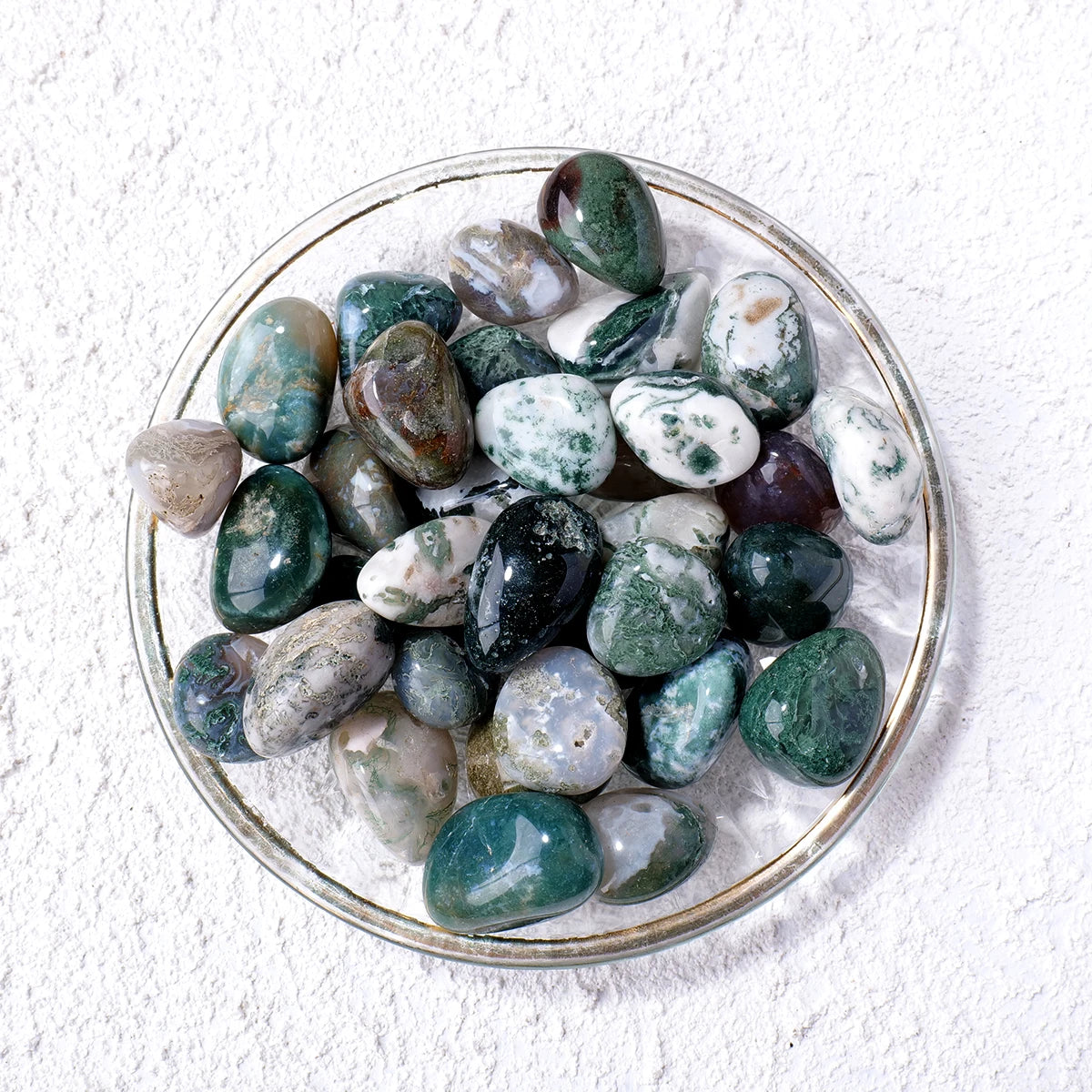 50g/bag Natural Moss Agate Rolling Stones Bulk Quartz Healing Gemstones Gravel Garden Fish Tank Decorative Stone