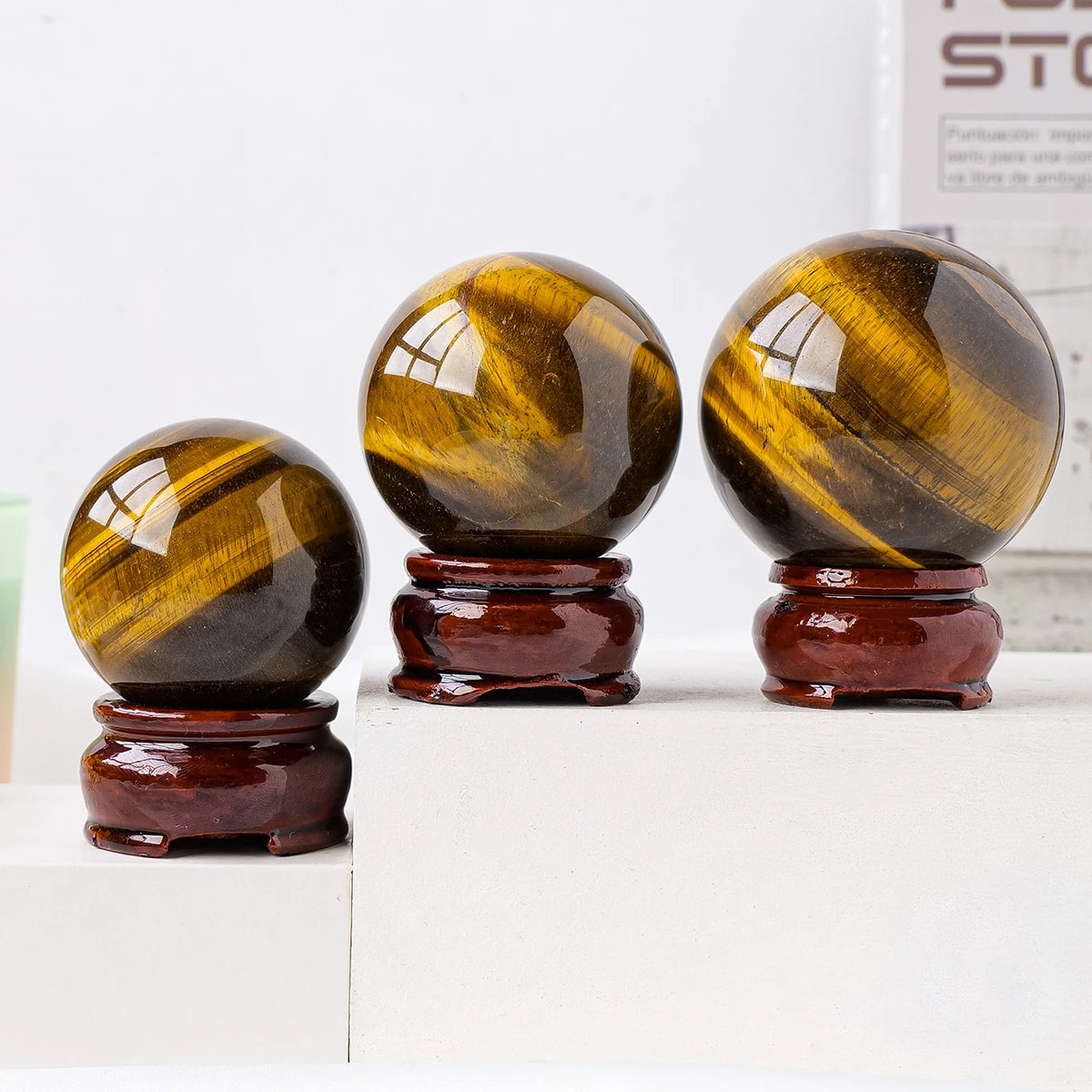 1PC Natural Crystal Ball Yellow Tiger Eye Stone Ball Magic Sphere Reiki Healing Stone Home Decoration Exquisite Gifts Souvenirs