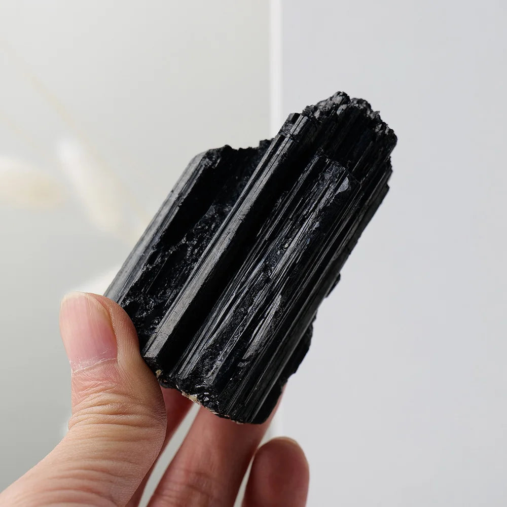 Natural Crystal Raw Stone Black Tourmaline Rough Jet Stone Mineral Specimen Crystal Healing Advanced Collection Eliminate 1pc