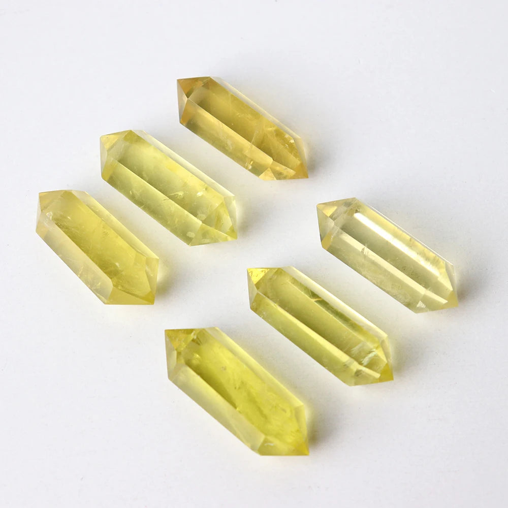 4-5cm 1PC Natural Crystal Energy Raw Stone Brazil Lemon Yellow Citrine Crystal Double Point Tower