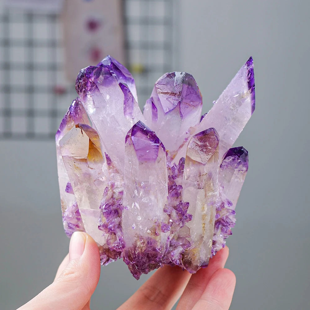 1PC Natural Purple Crystal Cluster Original Stone Mineral Specimen Piece High Penetration Crystal Trophy Healing Stone