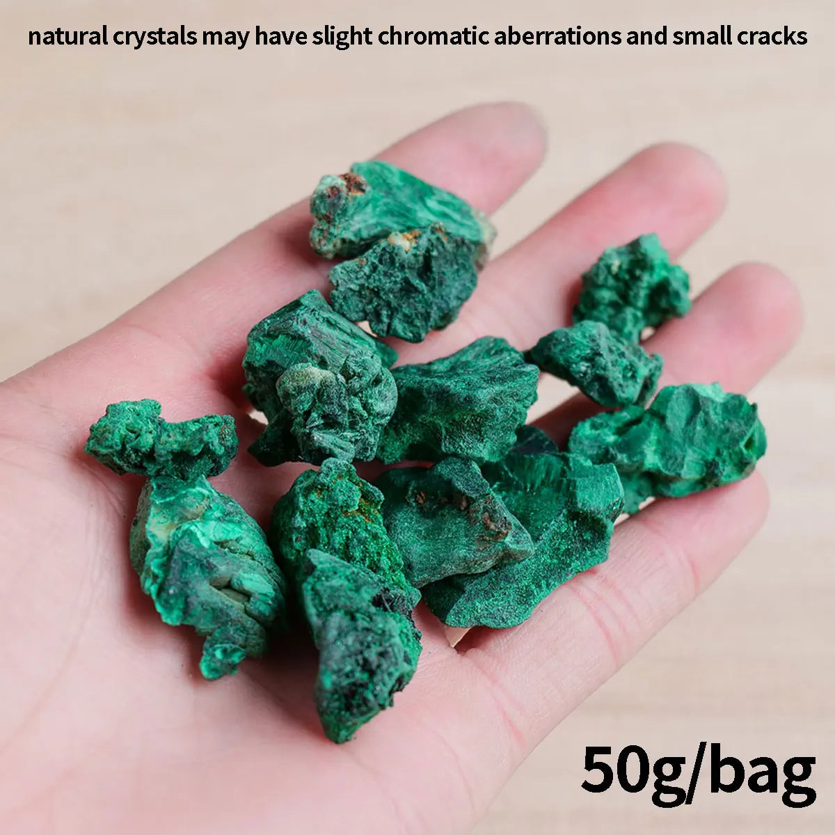 50g/bag Natural Green Malachite Stone rough Crystal Clastic Rock Cube Collectible Minerals Specimen for Home Decor