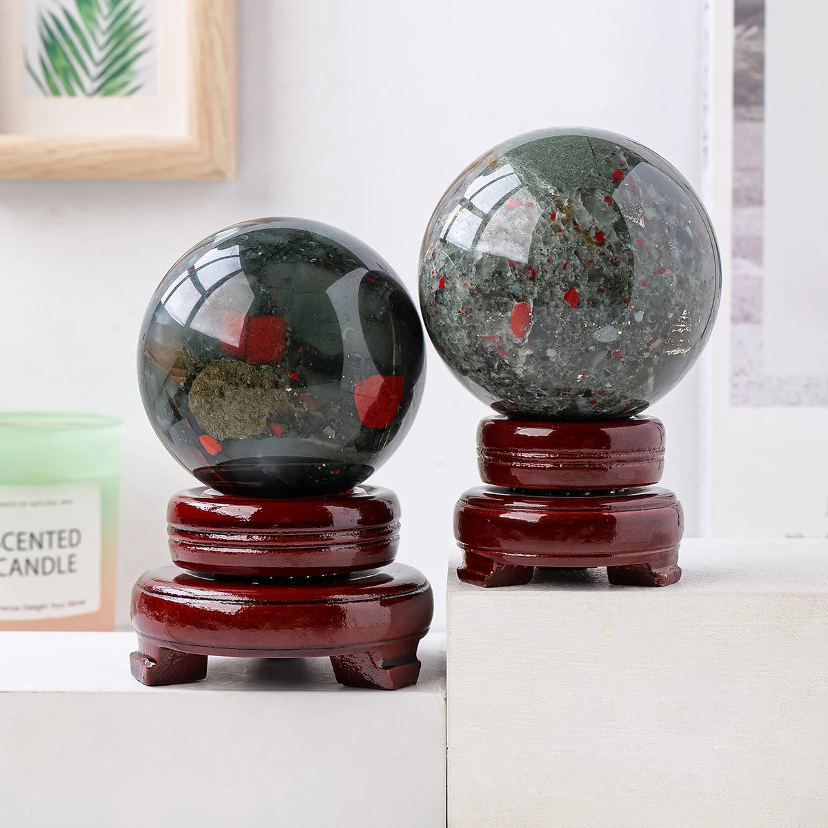 1PC Natural Crystal African Blood Stone Ball Free Base Home Decor Gifts Feng Shui Ornaments