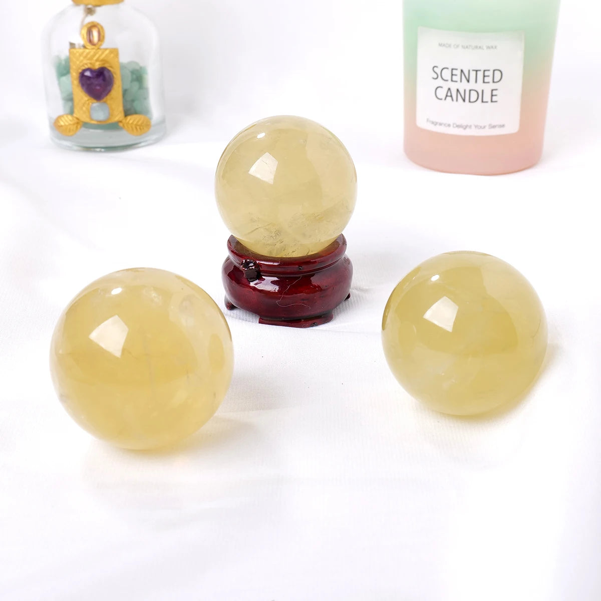 1PC Natural Citrine Rough Polished Mineral Sphere Healing Crystal Ball Decoration Gemstone Specimen