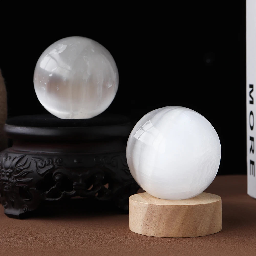 1pc Degaussing Energy Crystal Natural Selenite Ball Atmosphere Lamp USB Interface of Energy-Saving Decorative