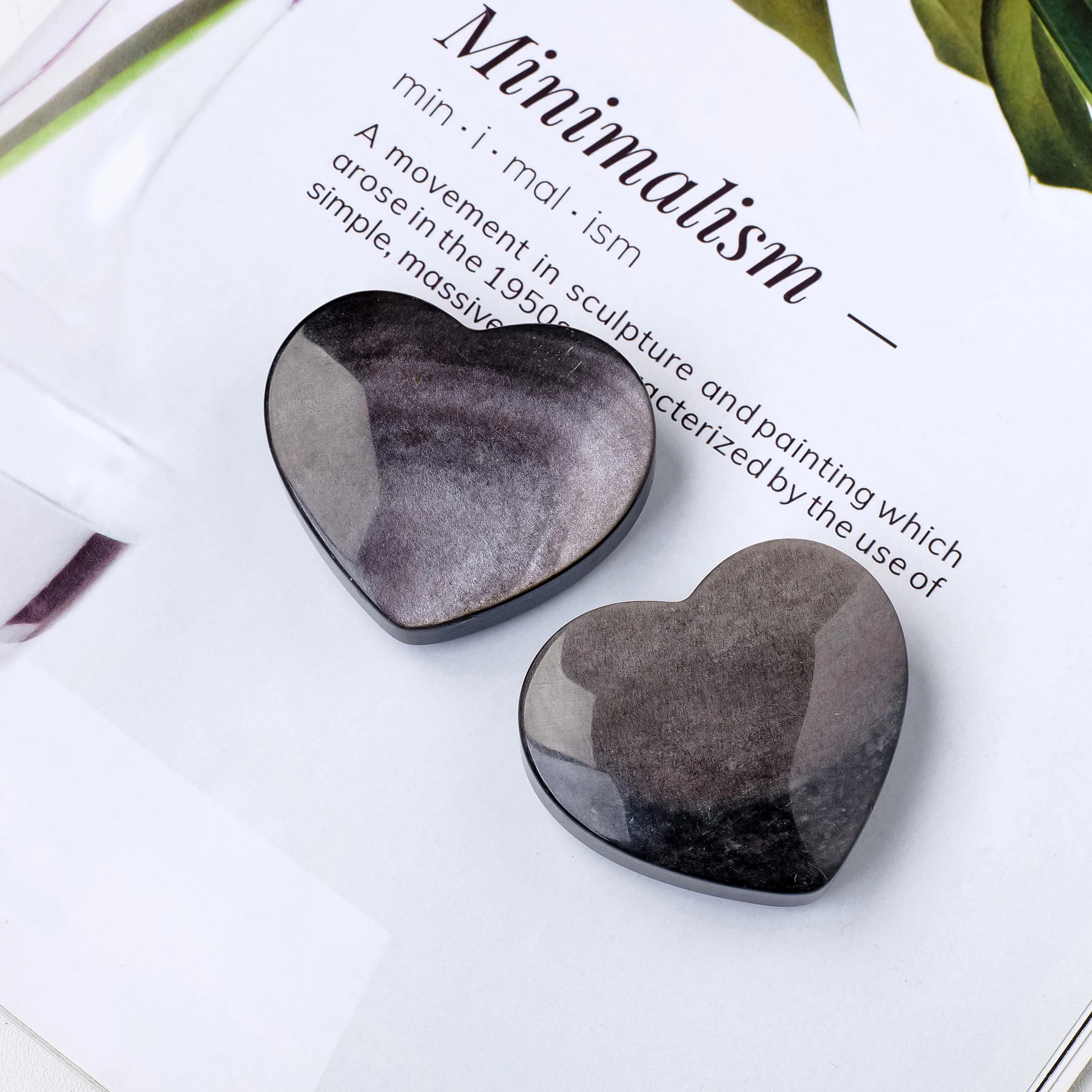 1PC Natural Crystal Silver Obsidian Heart Worry Pocket Palm Stone Healing Energy Gemstone Therapy Geometry Chakra Balancing