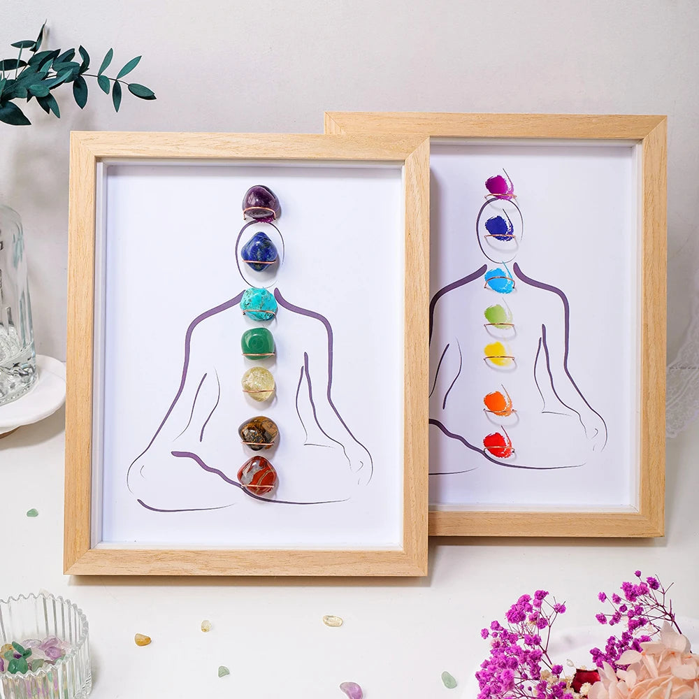 1PC Natural Healing Health Energy Gem Seven Chakra Photo Frame Home Decoration Desktop Decoration Gift