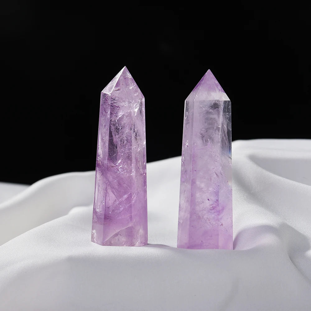 1pc Natural Brazilian Amethyst Hexagonal Column Energy Crystal Tower Improves Interpersonal Relationship Gem Decoration