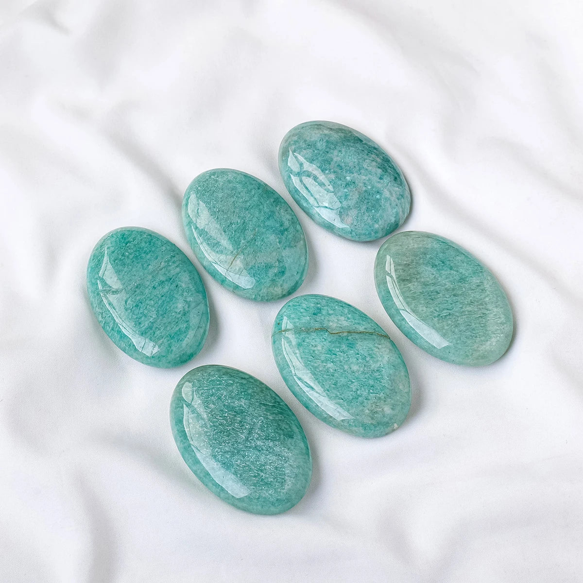 Natural Crystal Amazonite Palm Stone Reiki Healing Oval Pocket Palm Worry Stone  Massage Stone for Stress Relief Relaxation