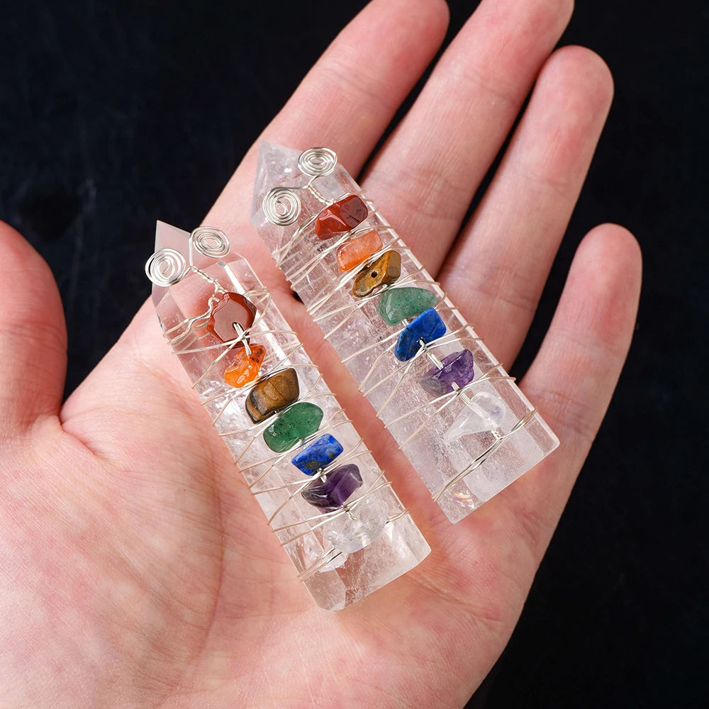 Natural Stones Clear Quartz Crystal Magic Point Seven Chakra Healing Stone  Home Decor Reiki Polished Crafts 1PC