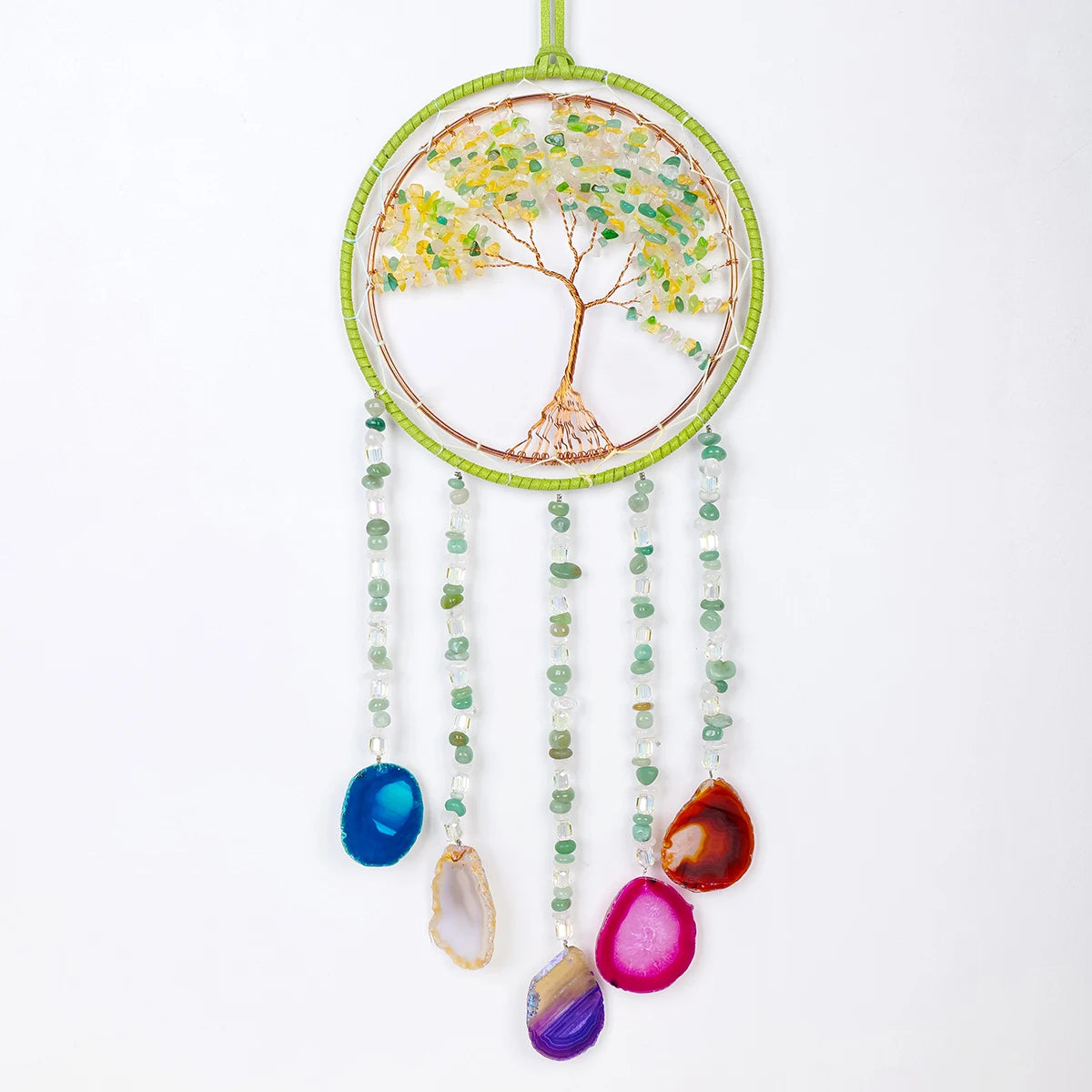 1PC Natural Crystal Gravel Stone Crystal Garden Suncatcher Hanging Prisms Sun Catcher Window With Agate Slab