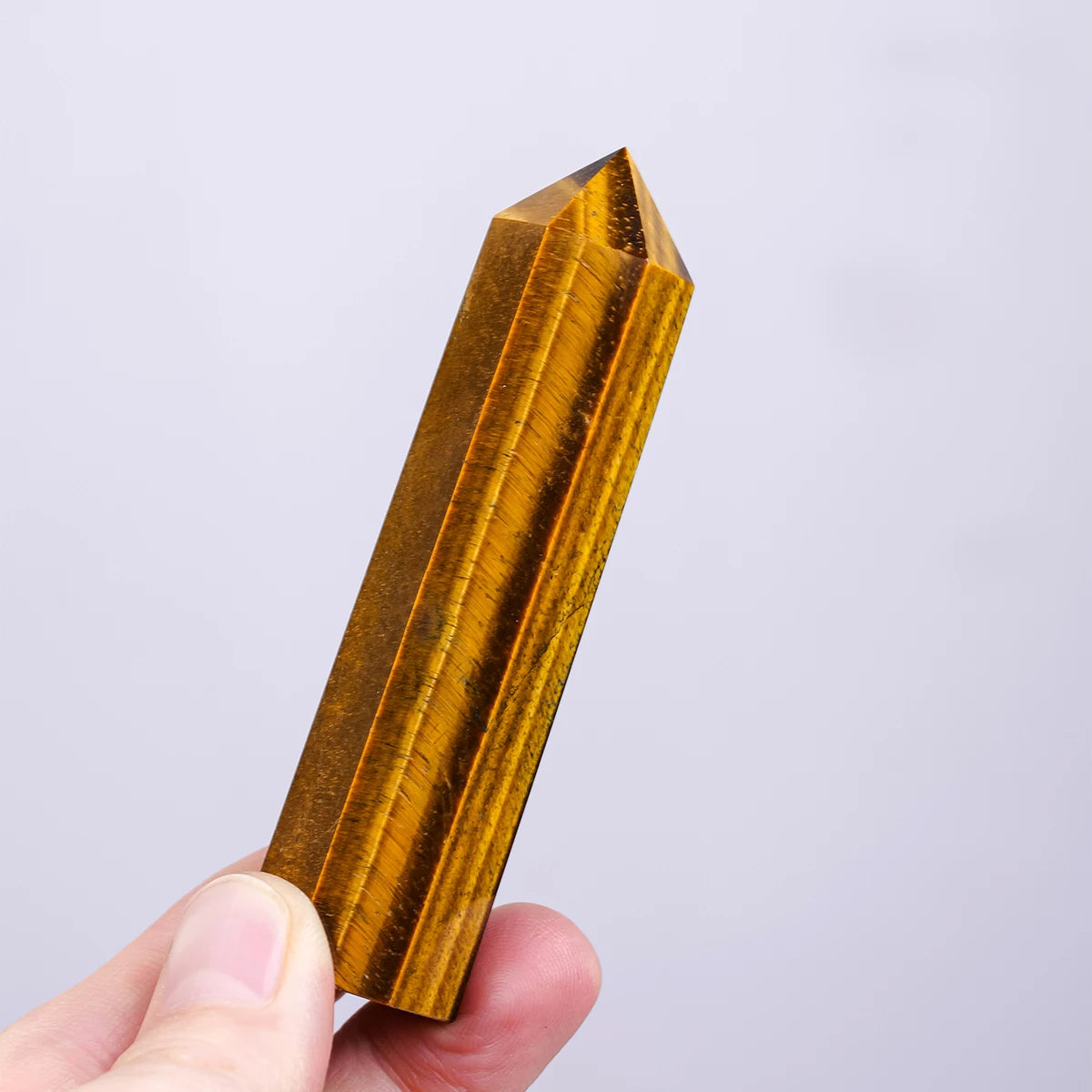 1PC  Natural Reiki Energy Wand Stone Yellow Tiger eye Hexagonal Point Gemstones for Meditation Therapy Crystal Grid Decoration