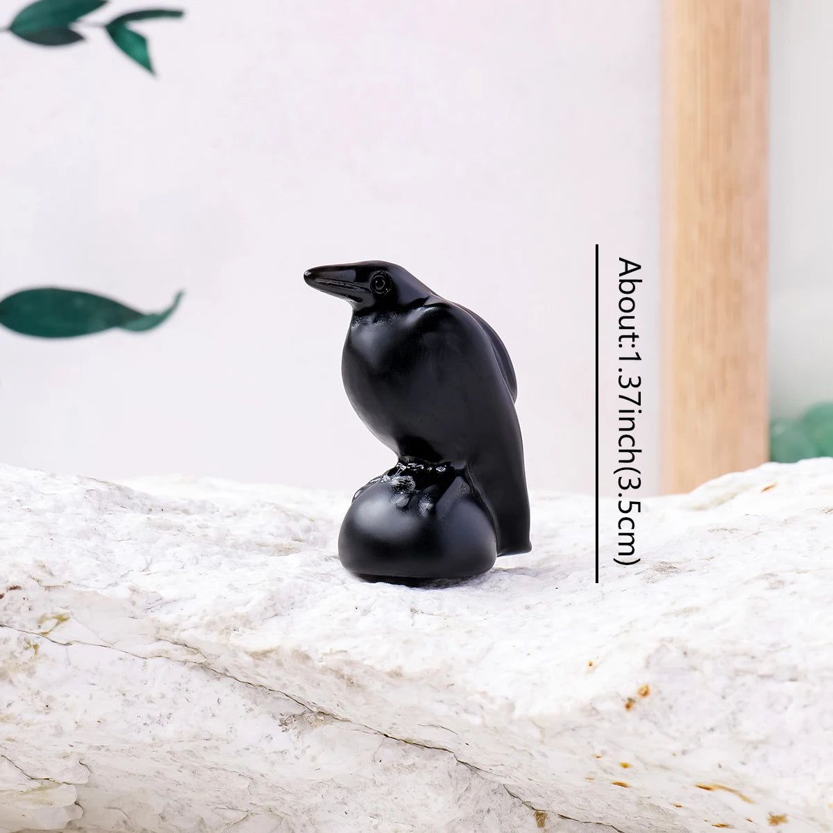 1PC Obsidian Crow Figurine Natural Gemstone Crystal Crafts Healing Energy Stone Halloween Home Decoration Holy Lucky Gift