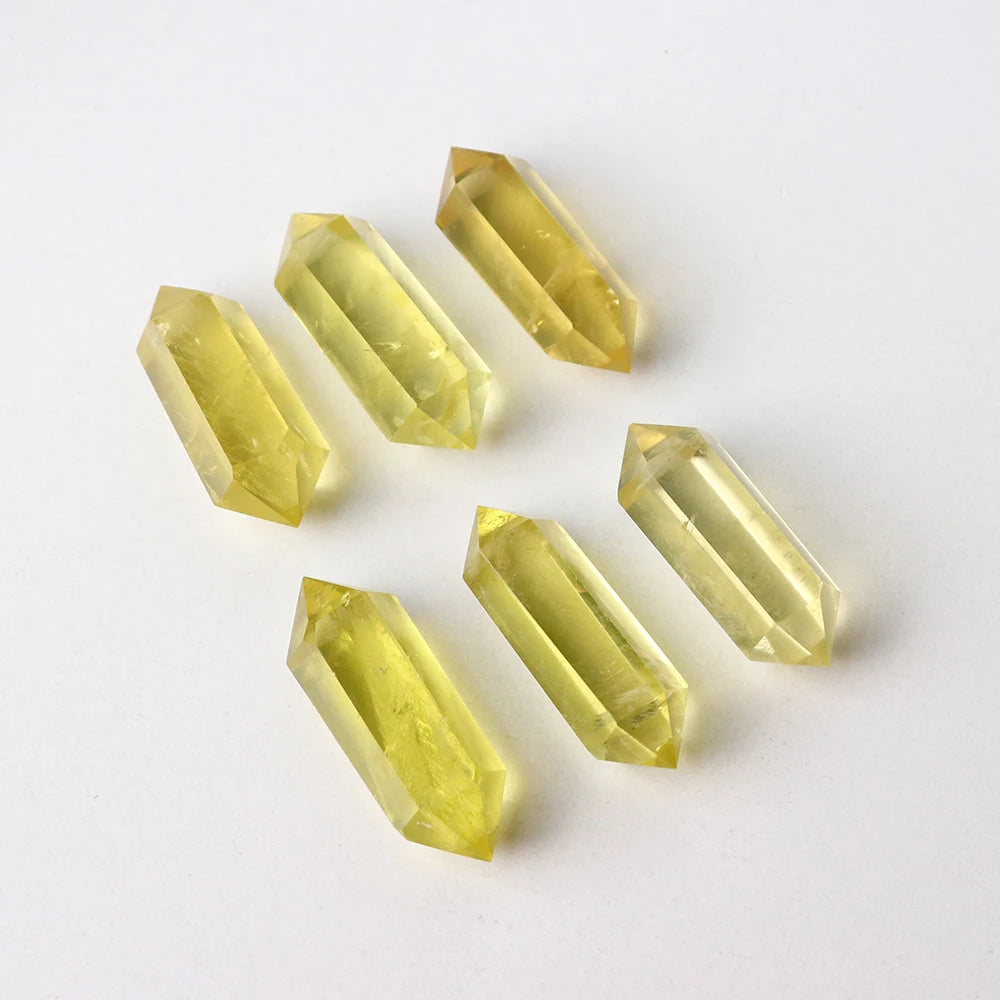 4-5cm 1PC Natural Crystal Energy Raw Stone Brazil Lemon Yellow Citrine Crystal Double Point Tower