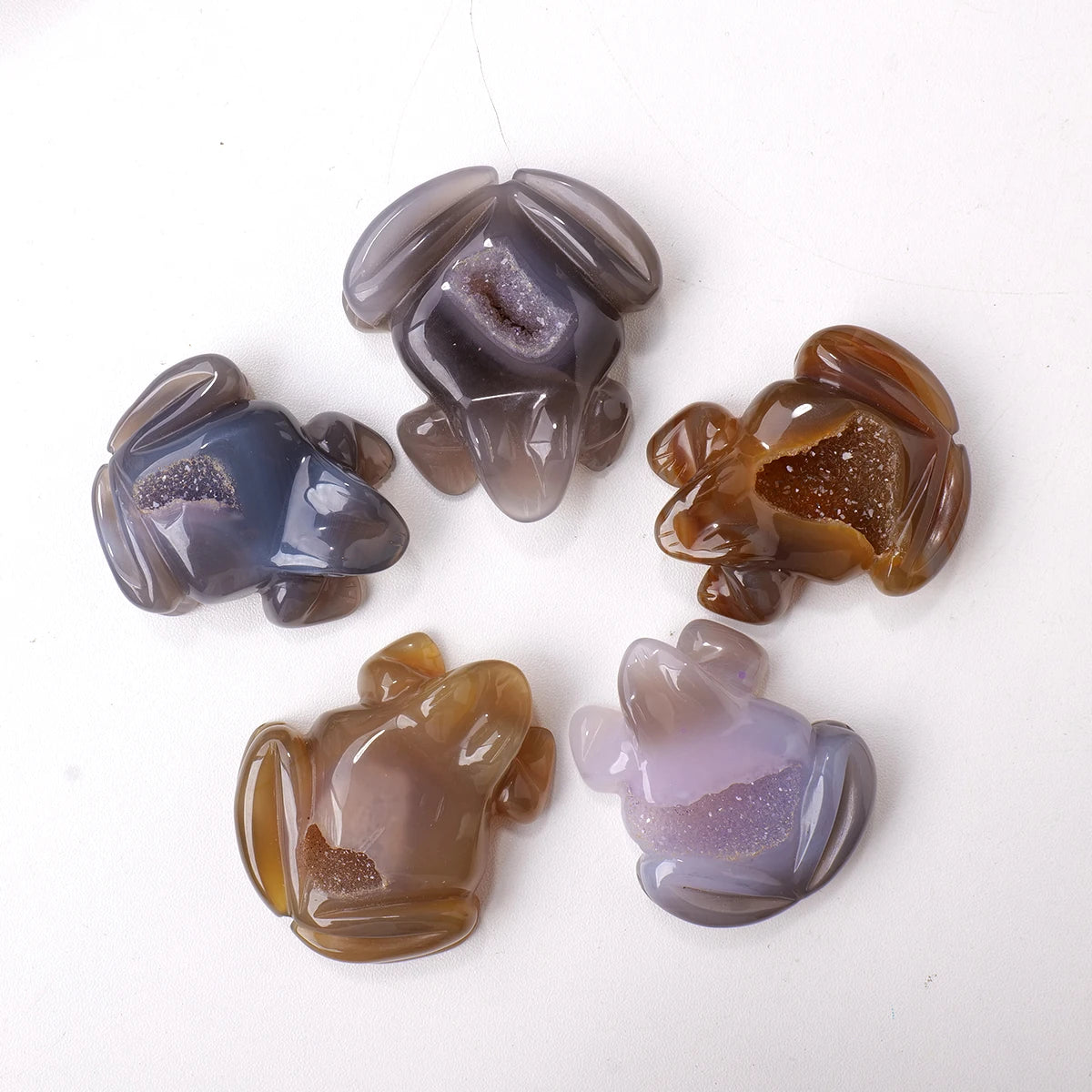 1PC Natural Crystal Agate Frog Hand Engraving Display Healing Crystals Home Decoration Gift