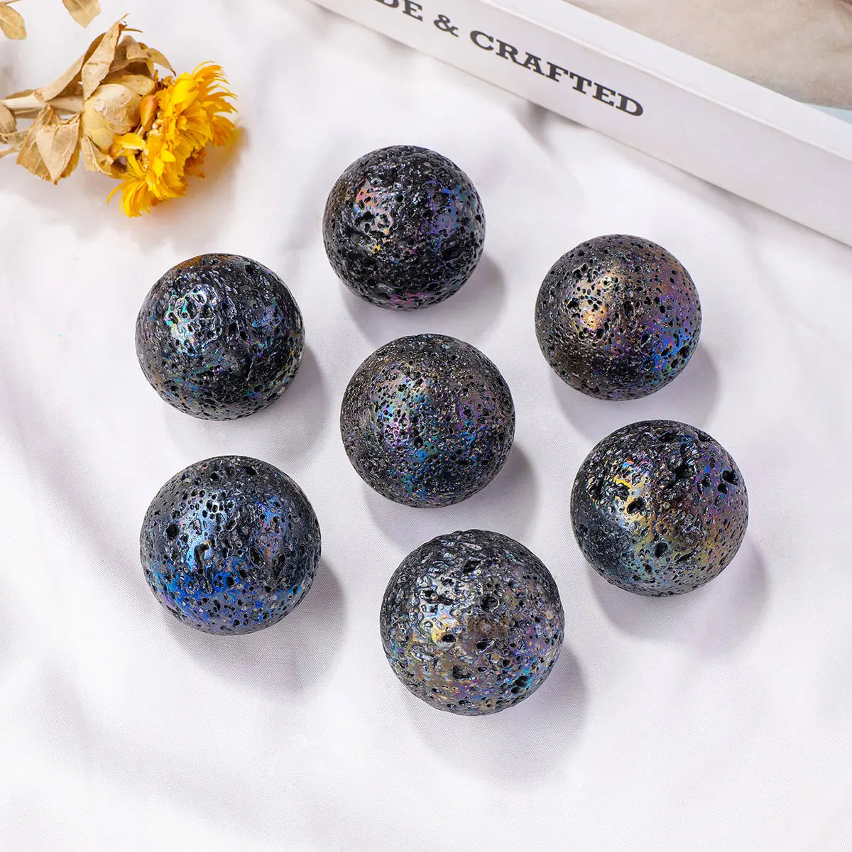 1pc Electroplate Gemstone Volcanic Rock Crystal Moon Sphere Lunar Home Decoration Ornaments Souvenirs Gift