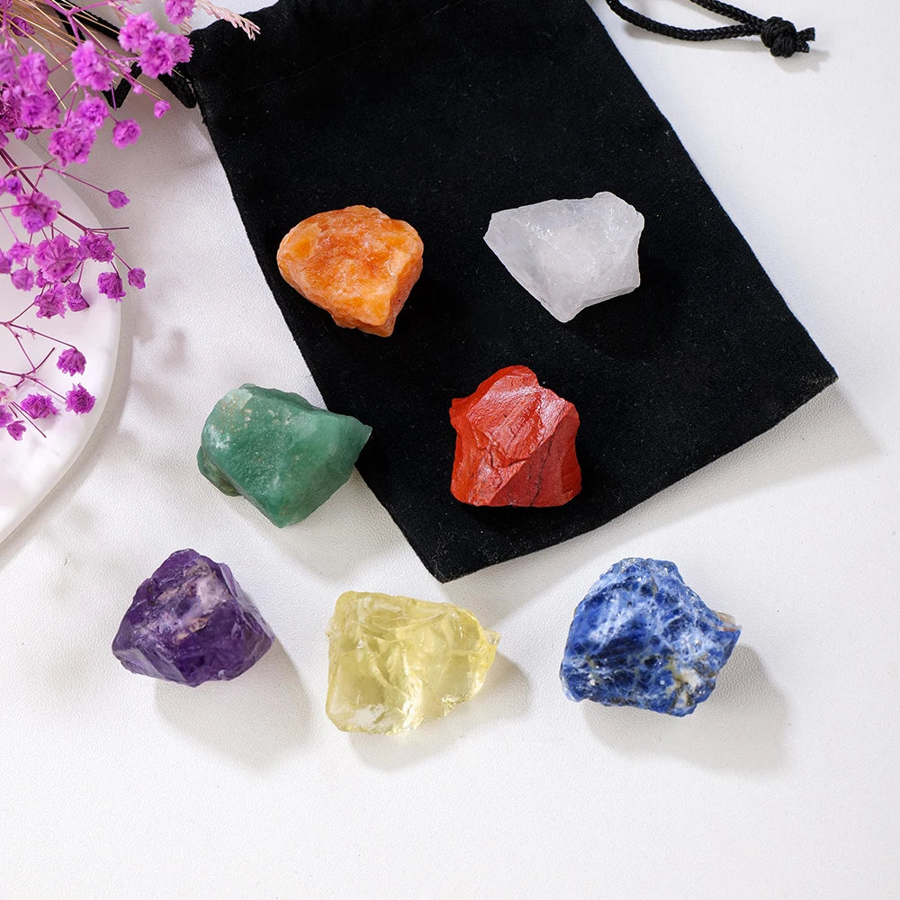 Natural Unpolished Gemstone Crystal Raw Stone 7pcs/Bag Chakra Healing Stone Yoga Home Decoration Jewelry Gift