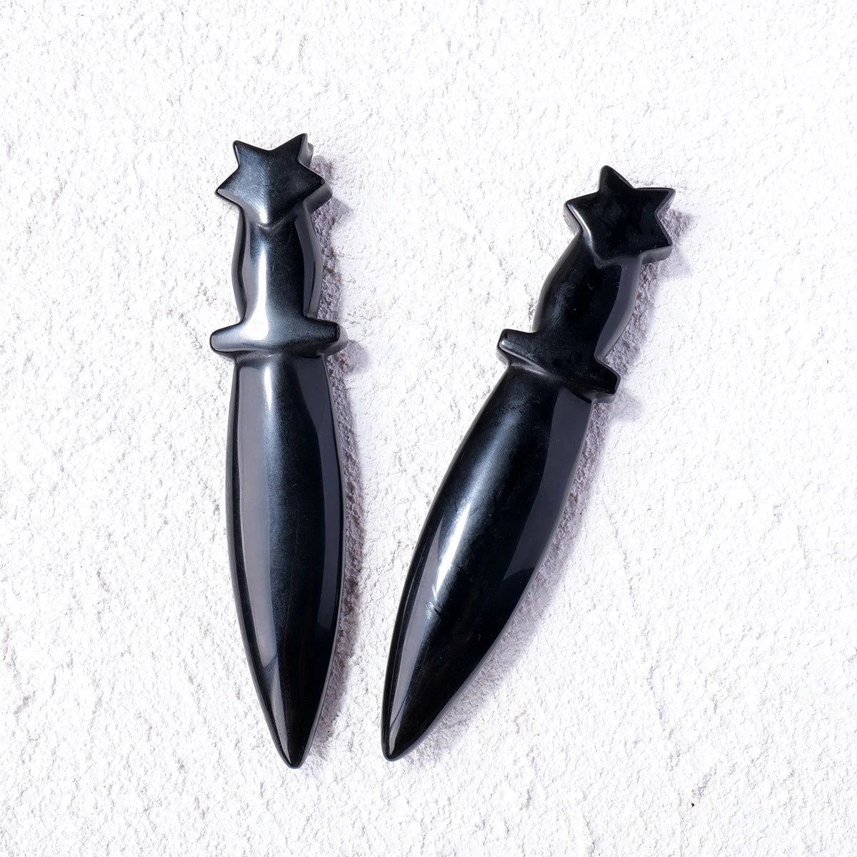 1PC Natural Crystal Obsidian Dagger Original Stone Model Knife Polishing Unbladed Knife Model Crystal Crafts Crafts Witch