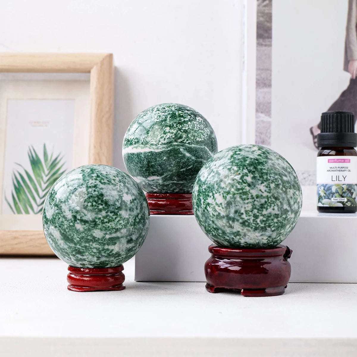 1PC Natural Crystal Qinghai Jade Crystal Ball Magic Sphere Feng Shui Ornament Living Room Home Decor