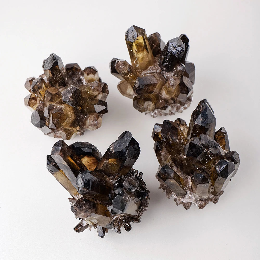 Natural Smokey Quartz Crystal Cluster Geode Stone Mineral Specimen Gemstone for Reiki Healing Home Decoration