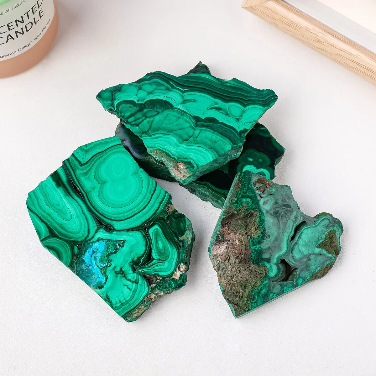 1PC Natural Crystal Green Eyes Malachite Raw Stone Healing Stone Slab Mineral Specimen Home Ornament Decoration