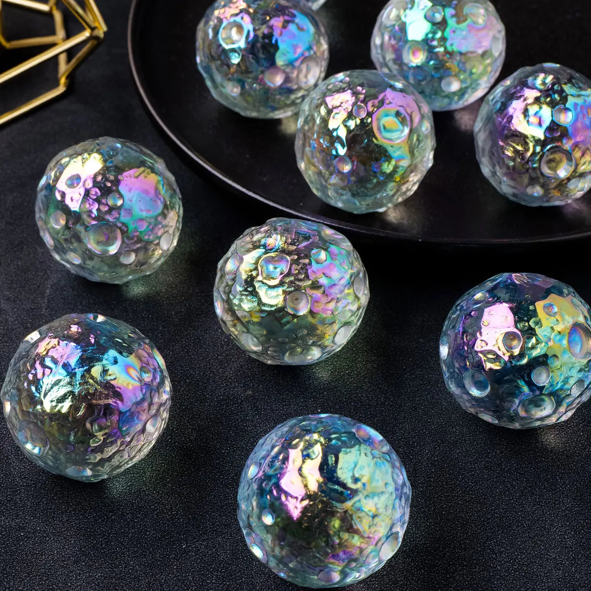 1pc Electroplate Gemstone Clear Quartz Crystal Moon Sphere Lunar Home Decoration Ornaments Souvenirs Gift