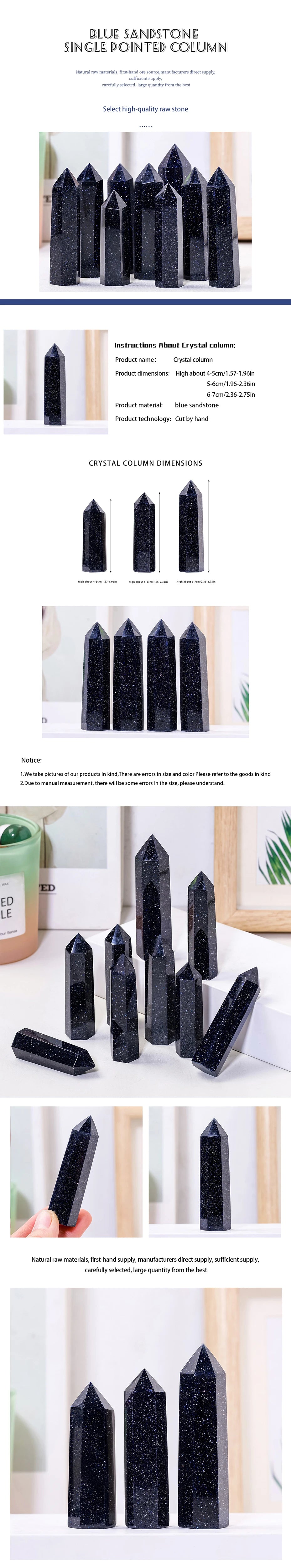 1PC Blue Sandstone Gemstone Crystal Pencil Point Tower Healing Gemstone Mineral Specimen Crystal Obelisk Healing Wand Stick