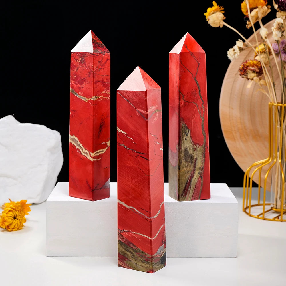 Big Wand Natural Crystal Stone Red Jasper Crystal Point Magic Tower Polishing Crystal Quartz Mine Energy Ore For Healing Decor