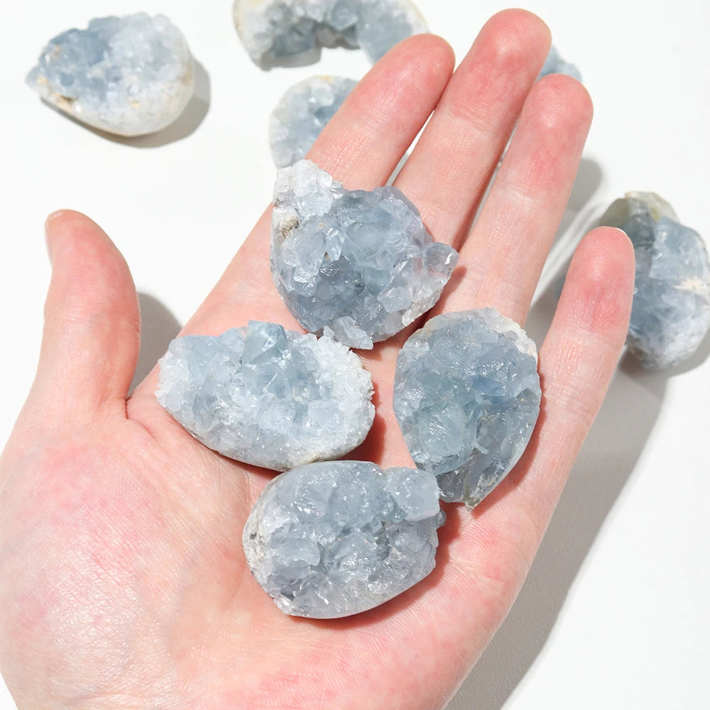 1pc Natural Celestite Cluster Crystal Raw Stone Ornaments Reiki Healing Kyanite Gem Quartz Collection Decoration