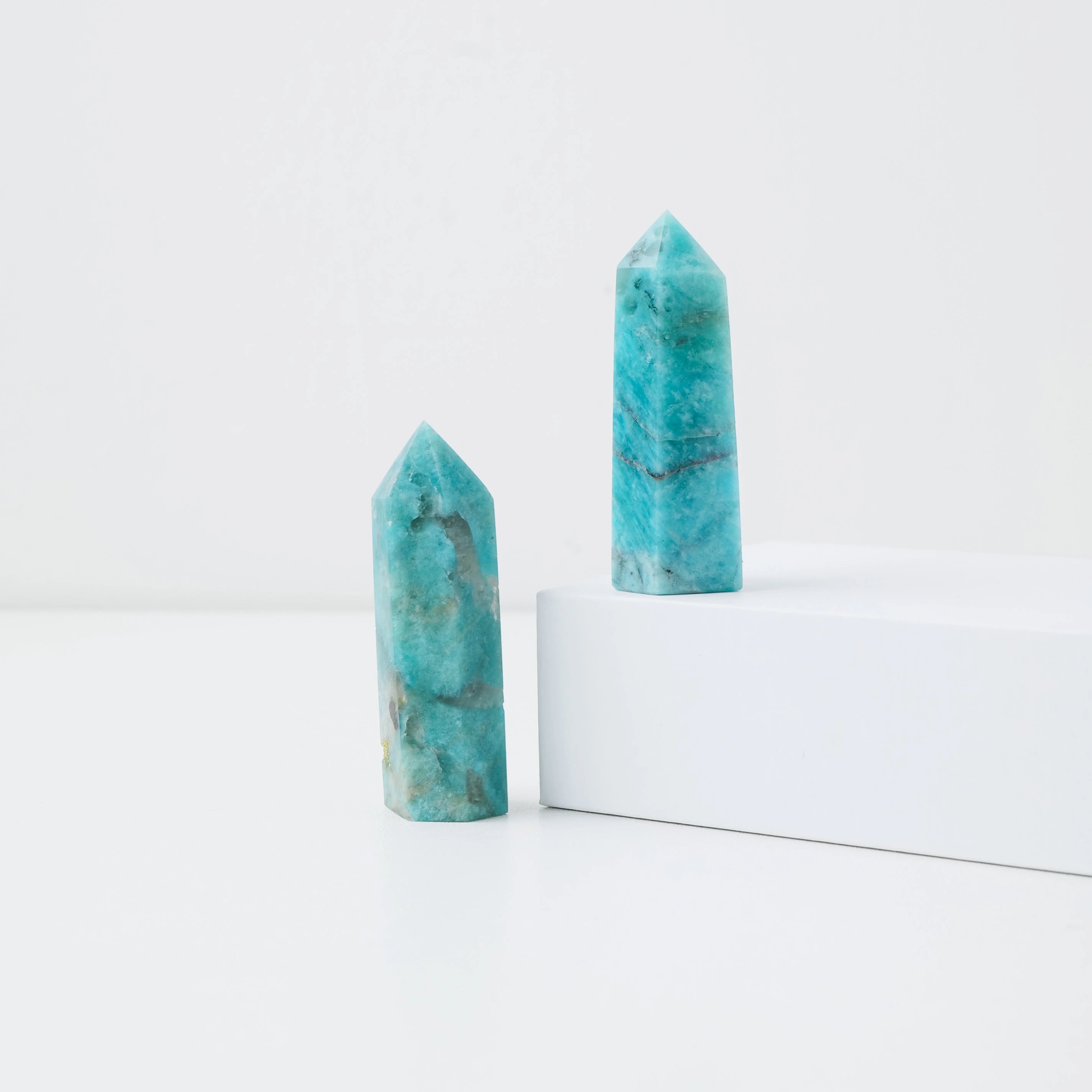 1pc Natural Amazonite Point Energy Reiki Crystal Quartz Tower Tianhe Stone Wand Healing Home Decoration