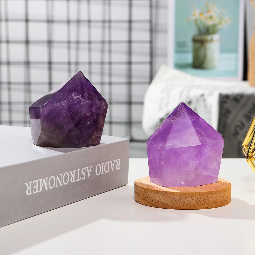 Natural Quartz Amethyst Point Crystal Lamp Reiki Healing Home Decor Mineral Specimen Collection