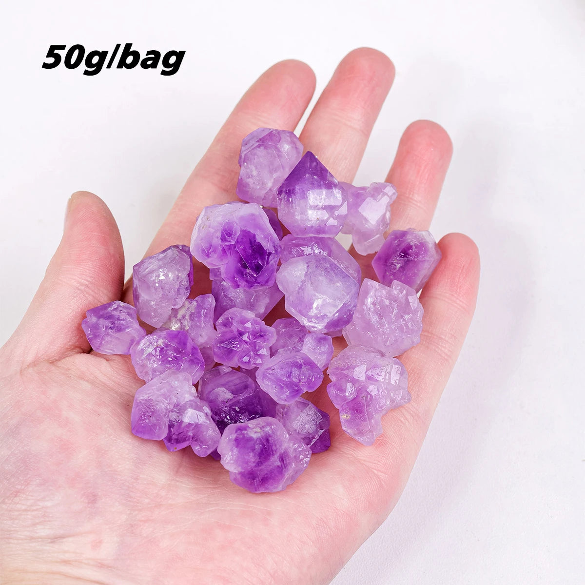 50g/bag Natural Purple Quartz Crystal Stones Amethyst Flowers Irregular Rough Stones Raw Crystal Rock for Wicca