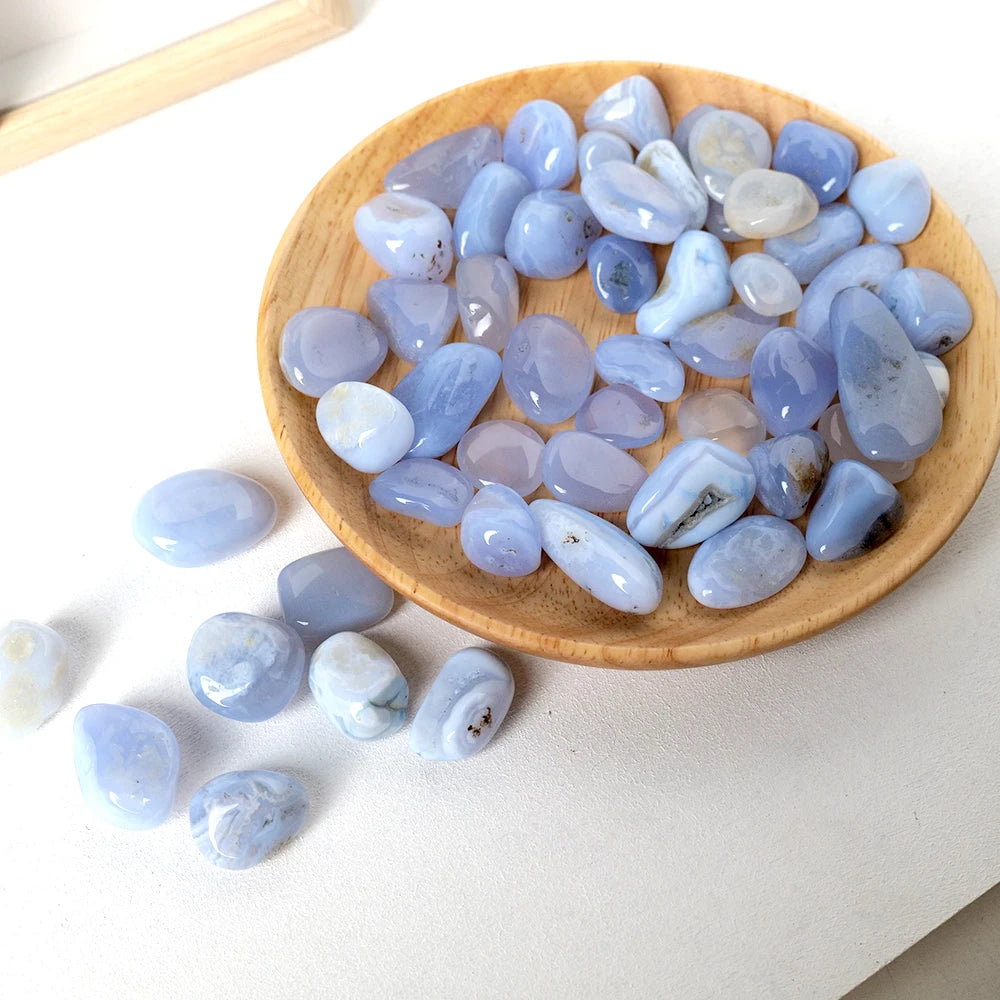 50G/bag Natural Healing Tumble Blue chalcedony Gravel Stone Reiki Crystals for Yoga Energy Beginners Craft Home Decor